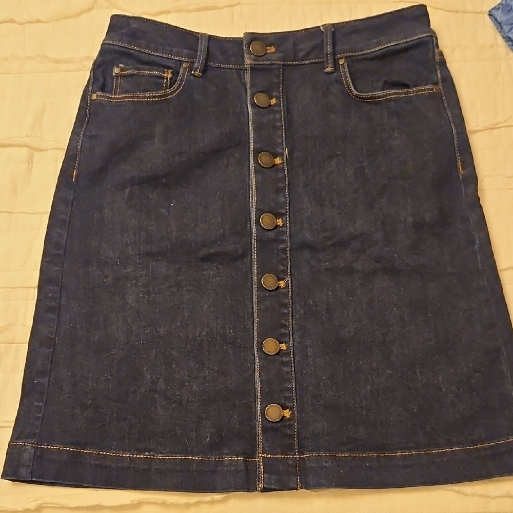Ann Taylor Blue A-Line Knee-Length Skirt